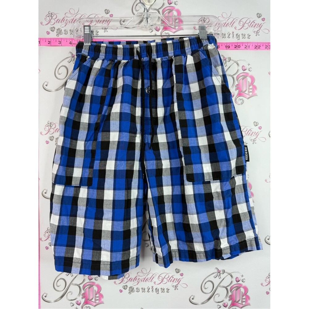Joe Boxer Blue Black White Plaid Lounge Shorts